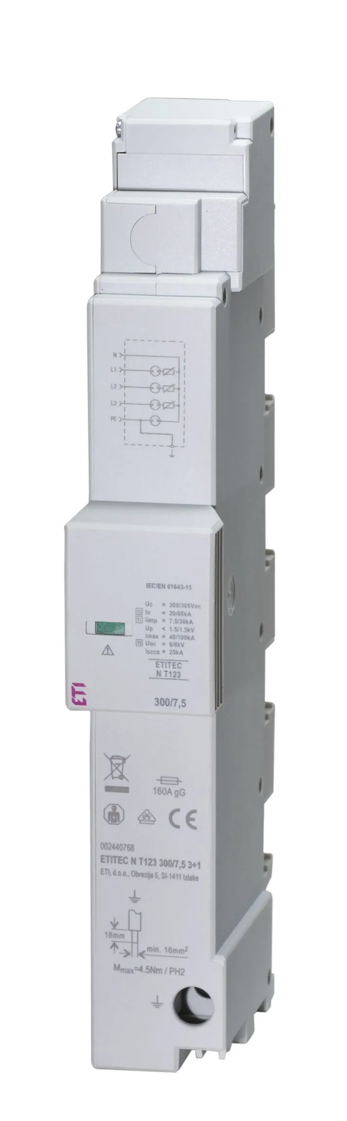 Surge arrester ETITEC N T123 300/12,5 3+1 002440762