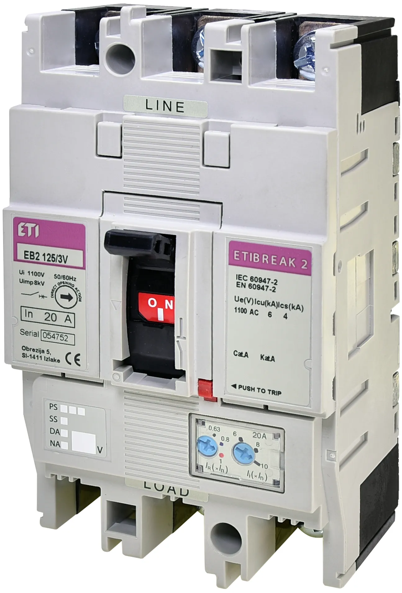 Molded Case Circuit Breaker EB2 125/3V 20A 3p 1100V 004671371