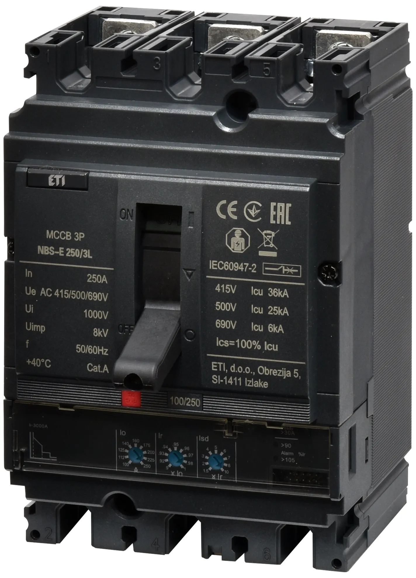 Molded Case Circuit Breaker NBS-E 250/3L 250A 3P 004673079